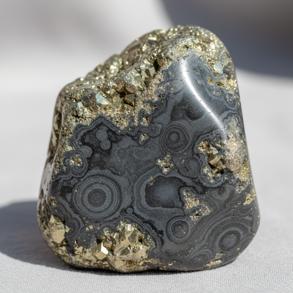 Pyrite On Shungite crystal