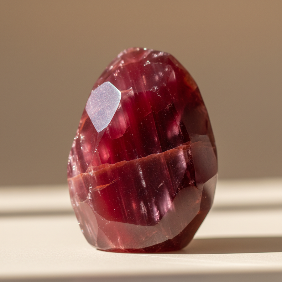 Red Calcite crystal close-up