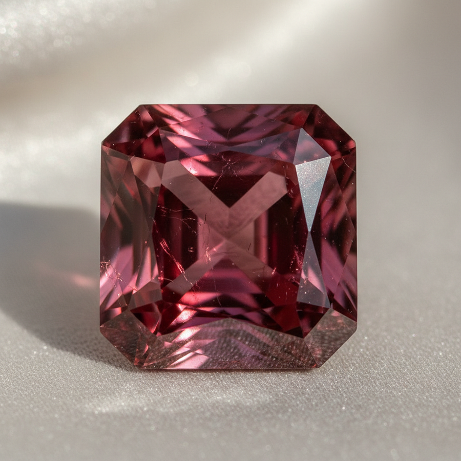 Red Tourmaline Rubellite crystal close-up