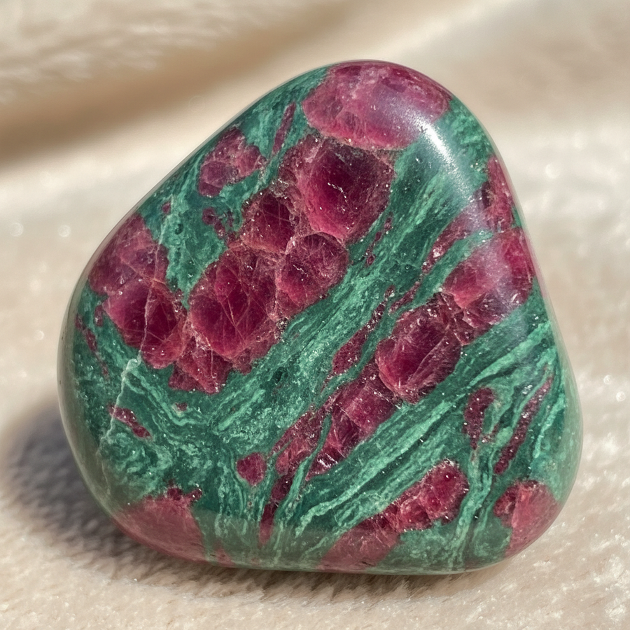 Ruby Fuchsite crystal close-up