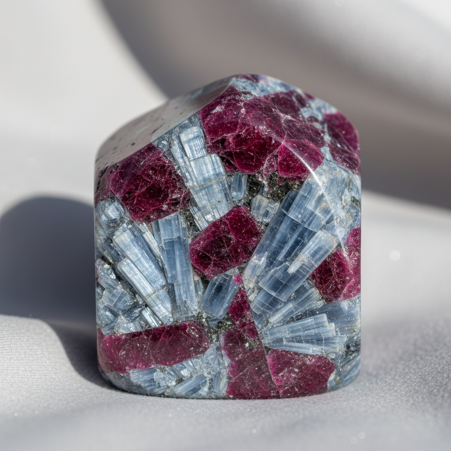 Ruby In Kyanite crystal close-up