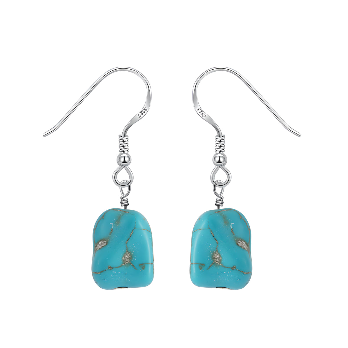 Geometric Turquoise Vintage Drop Earrings S925 Sterling Silver