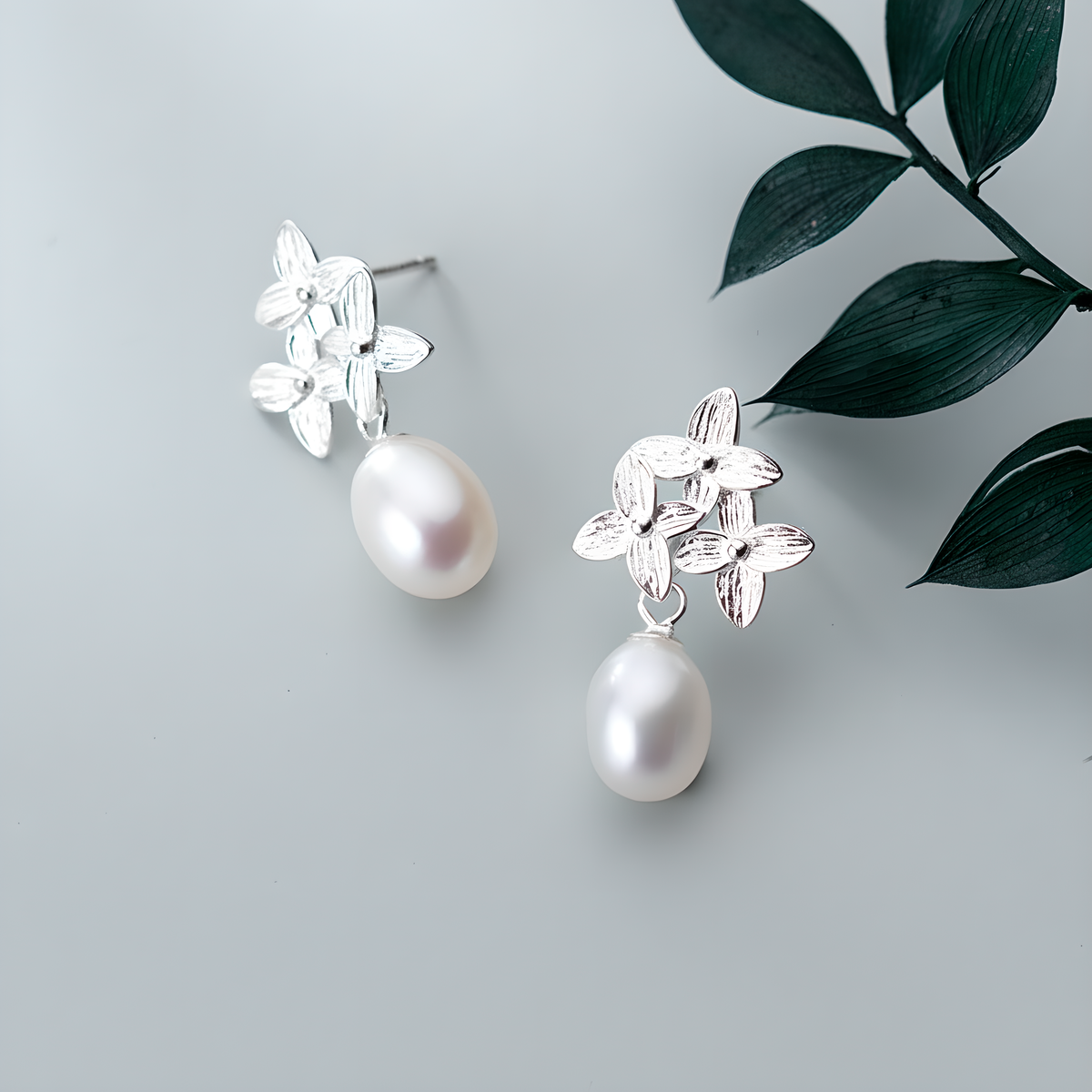 S925 Silver Clover Flower Stud Earrings Korean Sweet Fresh Style