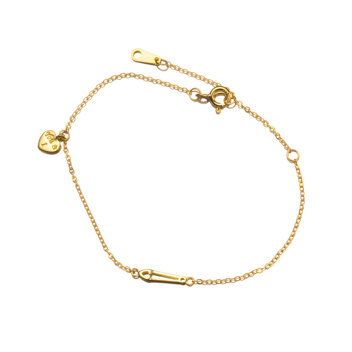 S925 Silver Heart-Shaped 'You and Me' Pin Bracelet