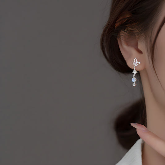 S925 Sterling Silver Butterfly Bow Earrings Fresh Design Women's Jewelry