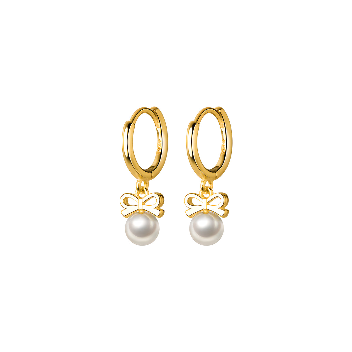 S925 Sterling Silver Butterfly Bow Synthetic Pearl Earrings Korean Style Minimalist