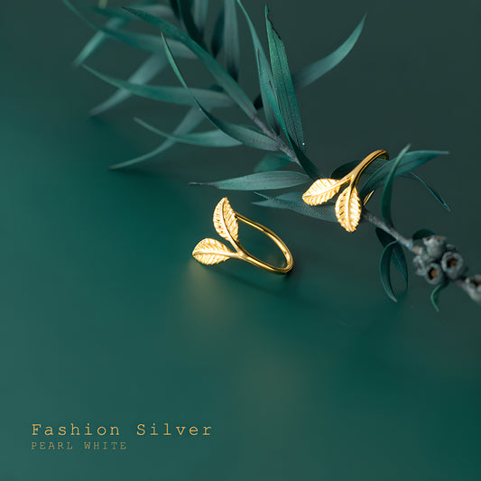 S925 Sterling Silver Tender Leaf Bud Stud Earrings