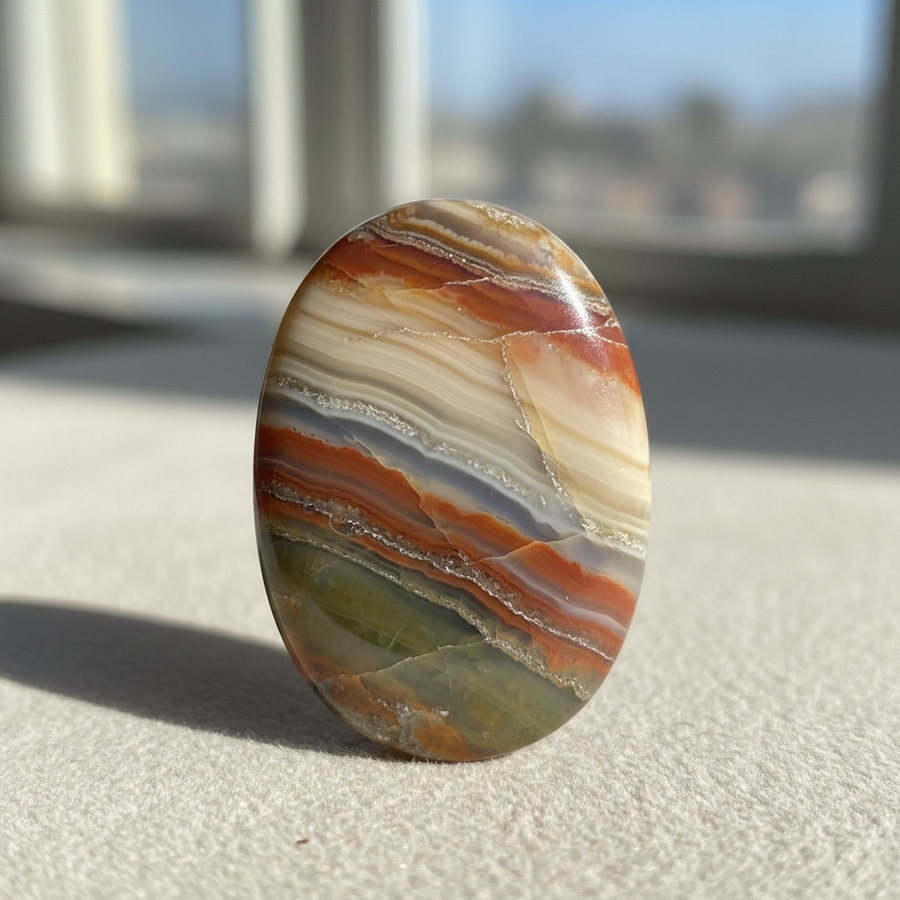 Silver Lace Agate crystal close-up