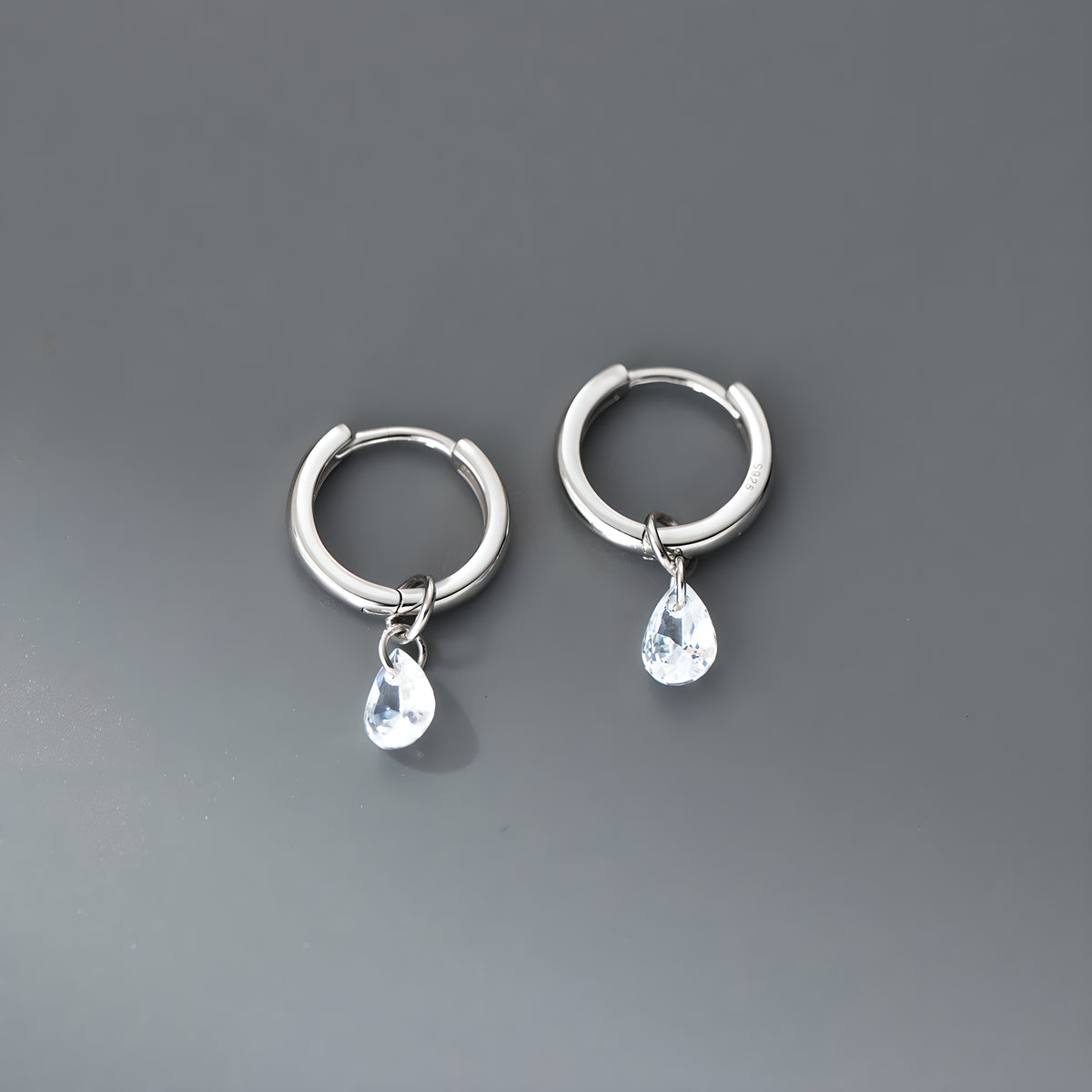 Solitaire Zircon Teardrop Huggie Earrings