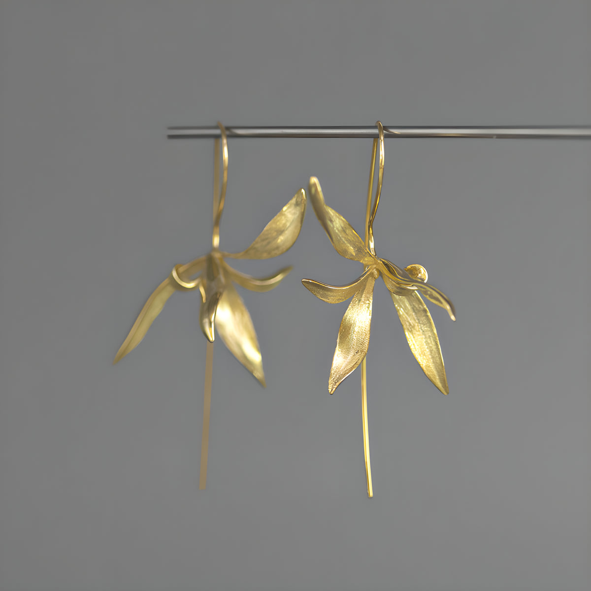 Sterling Silver Orchid Flower Earrings Vintage Style