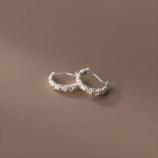 Sterling Silver Small Daisy Stud Earrings