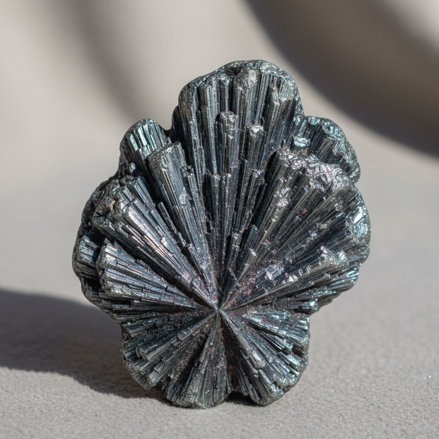 Stibnite crystal close-up