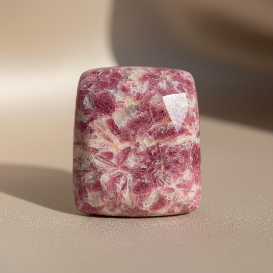 Thulite crystal close-up