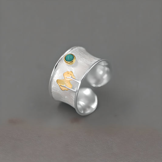 Tree and Moon Adjustable S925 Sterling Silver Ring