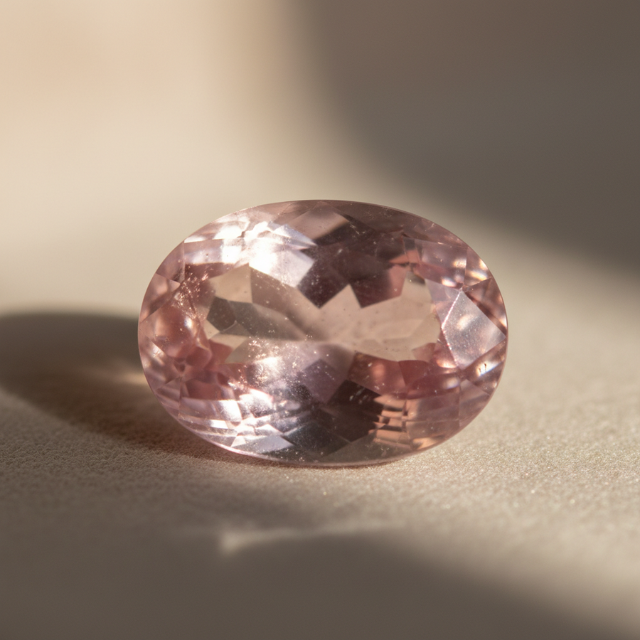 Rose Quartz crystal close-up
