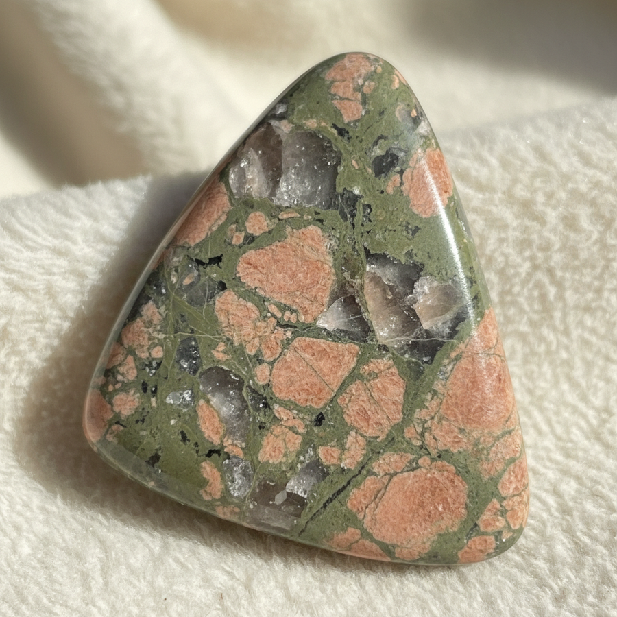 Unakite crystal close-up
