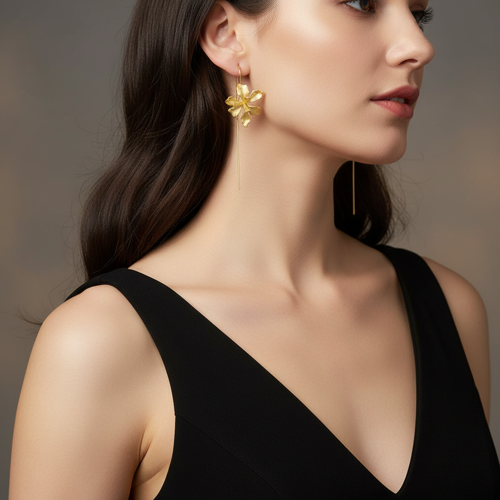 Van Gogh Inspired Iris Flower Earrings S925 Sterling Silver Artistic Design