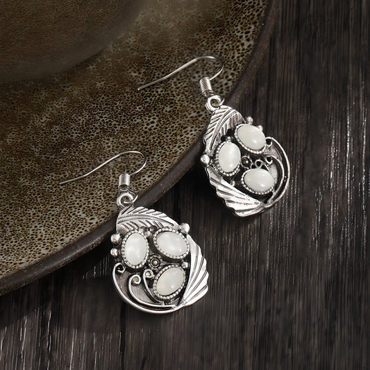 Vintage Leaf Opal Earrings