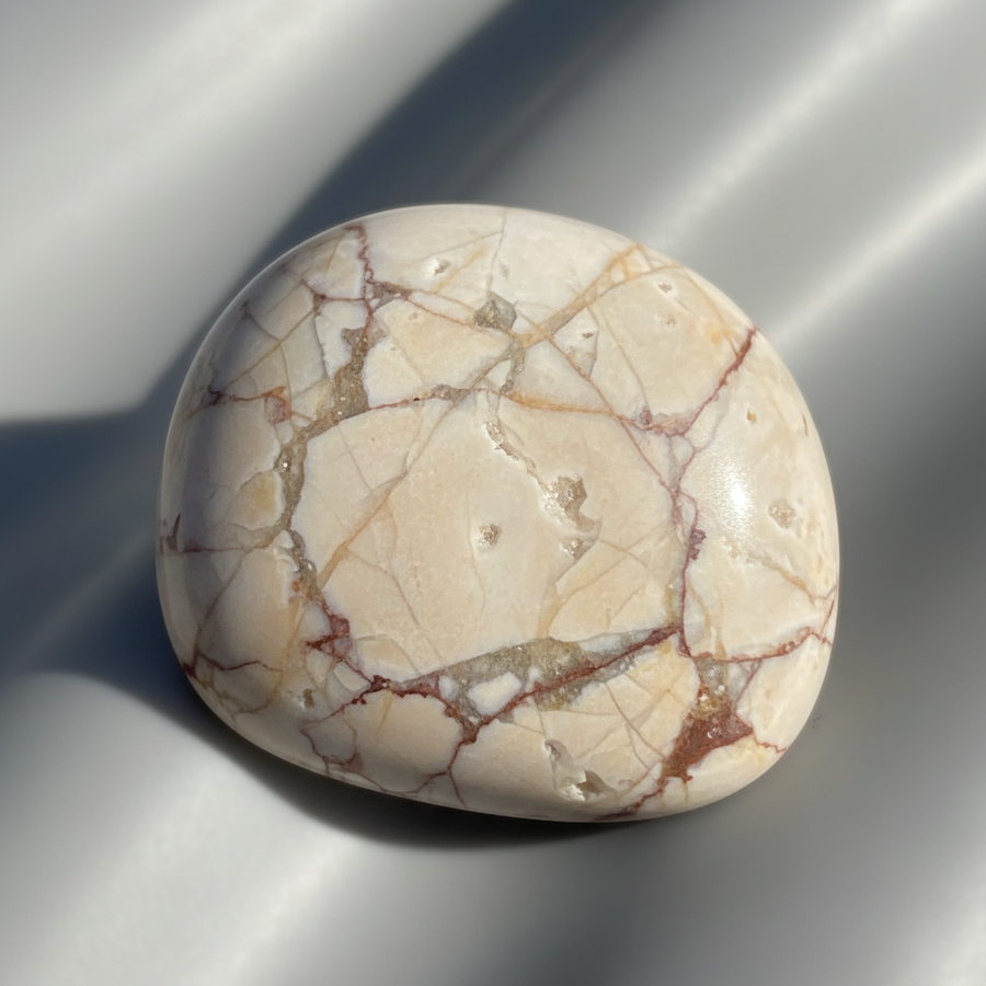 White Brecciated Jasper crystal close-up