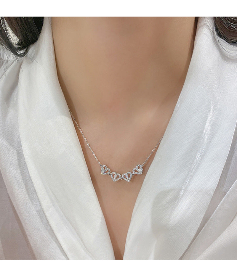 Lovely Heart Foldable Necklace, Anti-Anxiety Clover Pendant