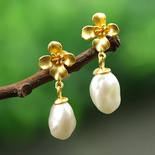 Romantic Style Baroque Pearl Earrings
