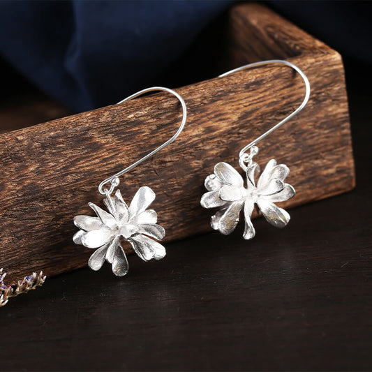 S925 Silver Flower Drop Earrings