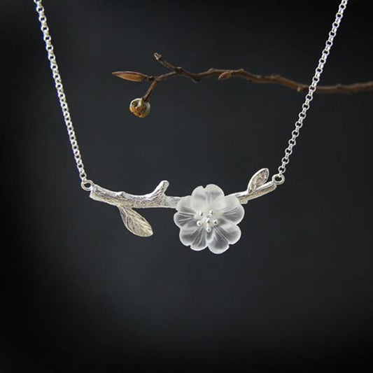 Luxyin Whispers of Rain: Crystal Flower Necklace