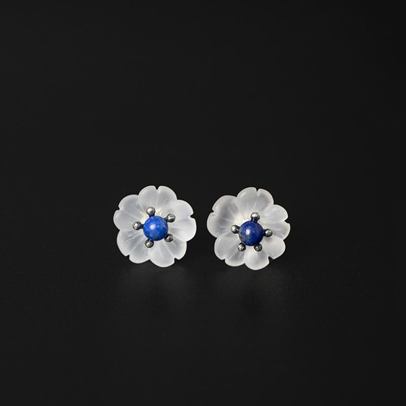 Flower in the Rain Lapis Earring