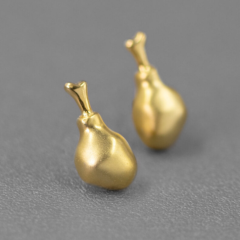 Golden Drumsticks Silver Stud Earrings