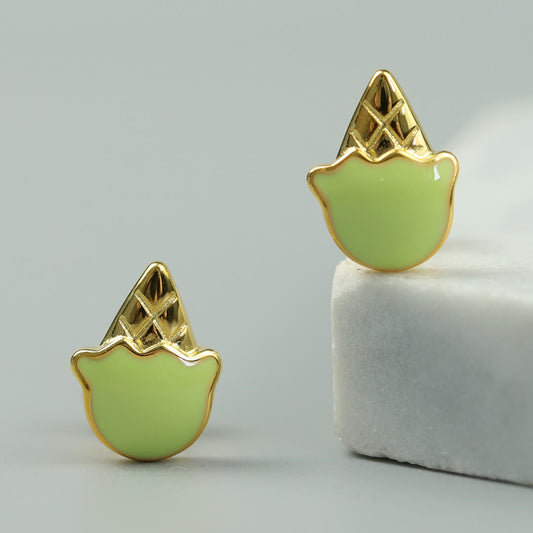 Ice Cream Silver Stud Earrings