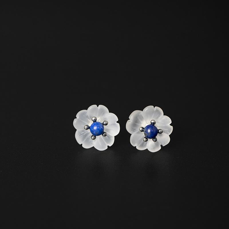 Flower in the Rain Lapis Earring