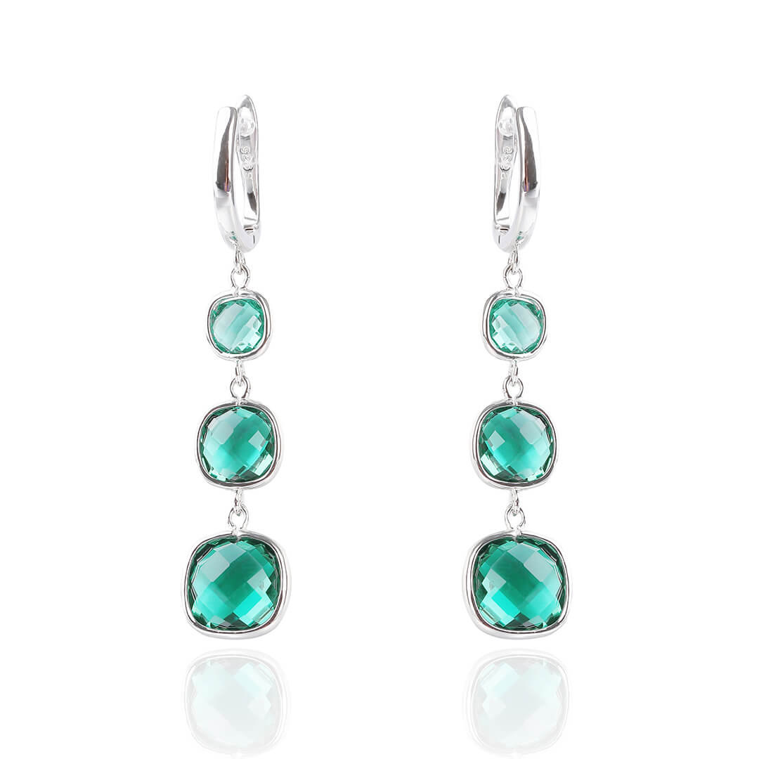 Vintage Green Crystal Long Earrings