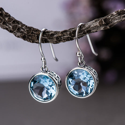 S925  Blue Topaz Drop Earrings