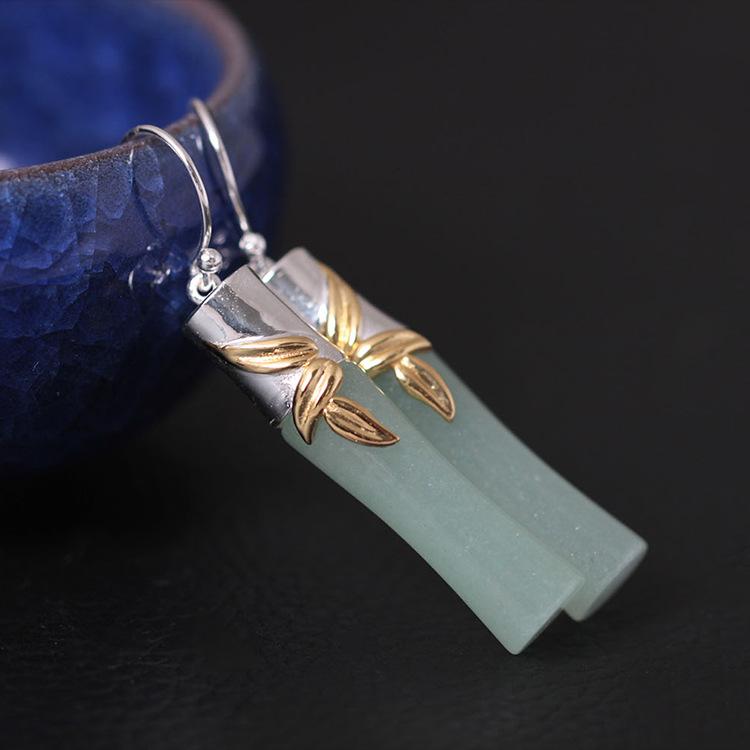 Silver Favorite Natural Jade Dangle Earrings