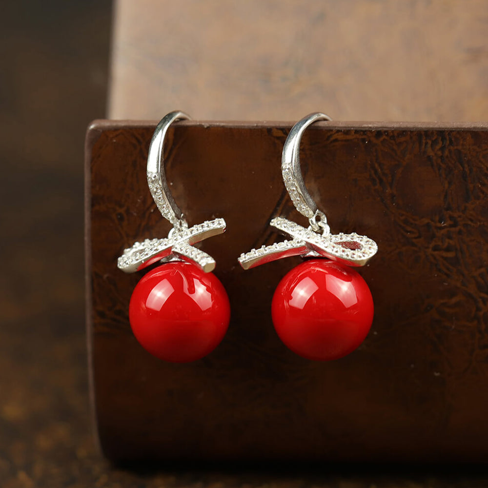 Lovely Bow Pearl Drop Earrings