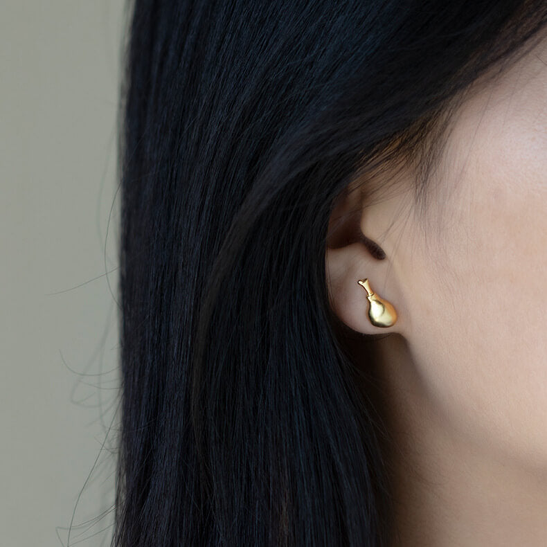 Golden Drumsticks Silver Stud Earrings