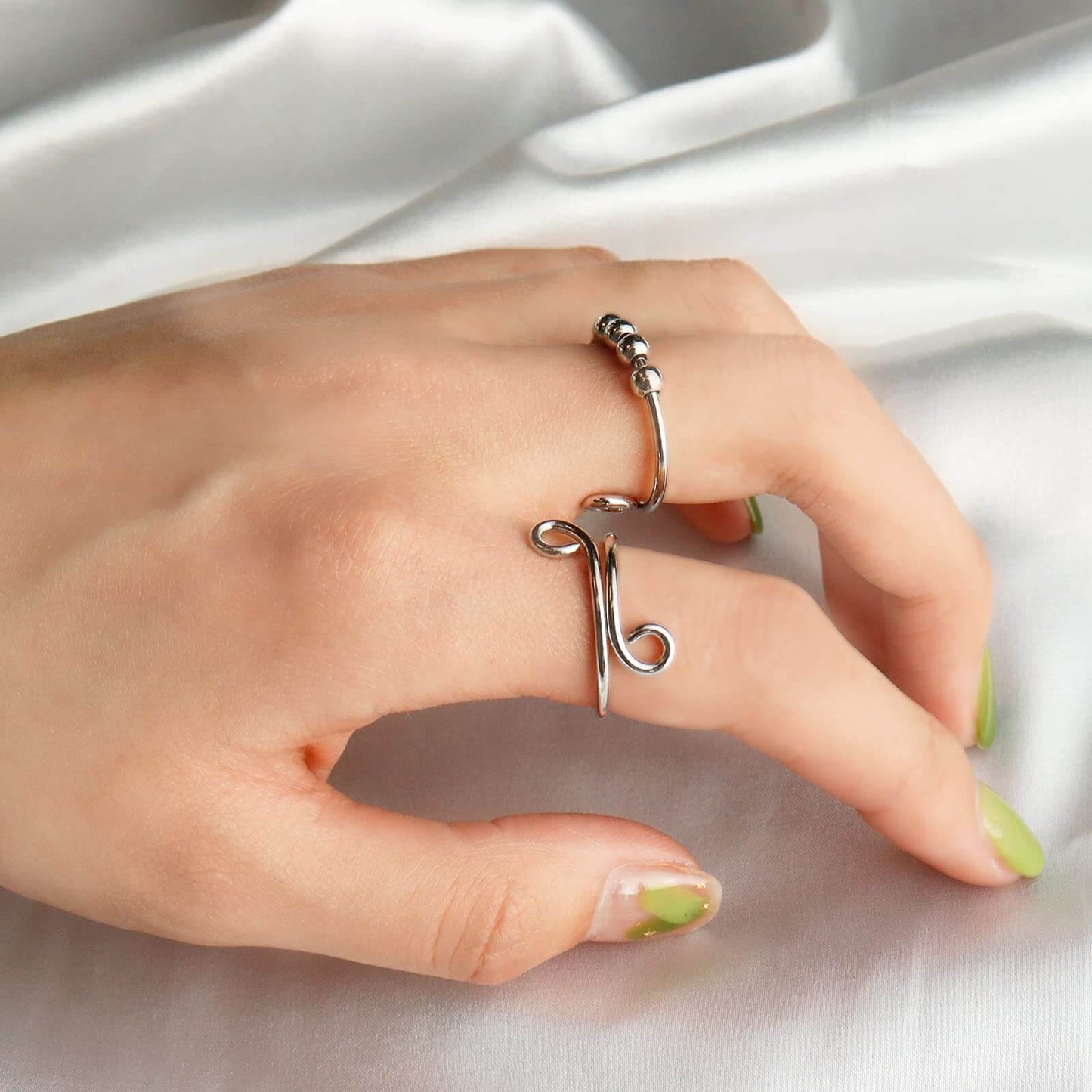 Anti-Anxiety Bead Ring, Stress Relief Ring Set, Fidget Spinner