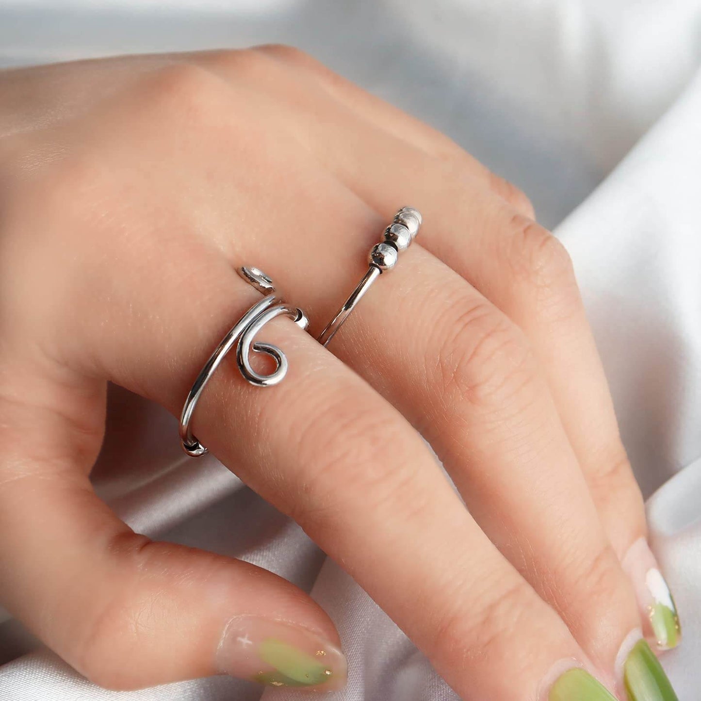 Anti-Anxiety Bead Ring, Stress Relief Ring Set, Fidget Spinner