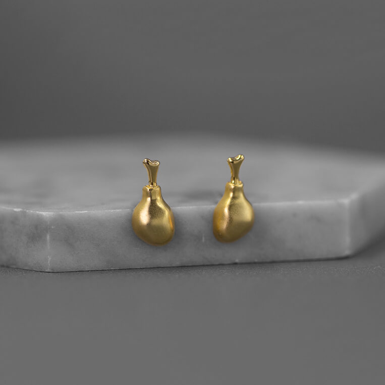 Golden Drumsticks Silver Stud Earrings