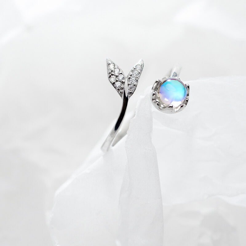Mermaid Colored Glaze Silver Open Ring