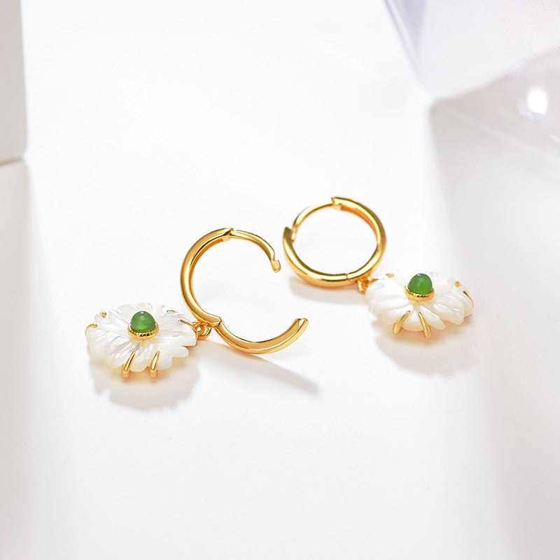 Natural Shellstone Daisy Drop Earrings