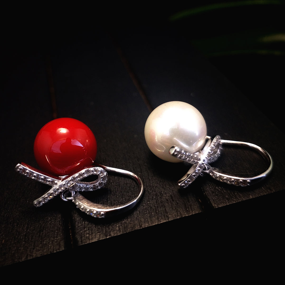 Lovely Bow Pearl Drop Earrings