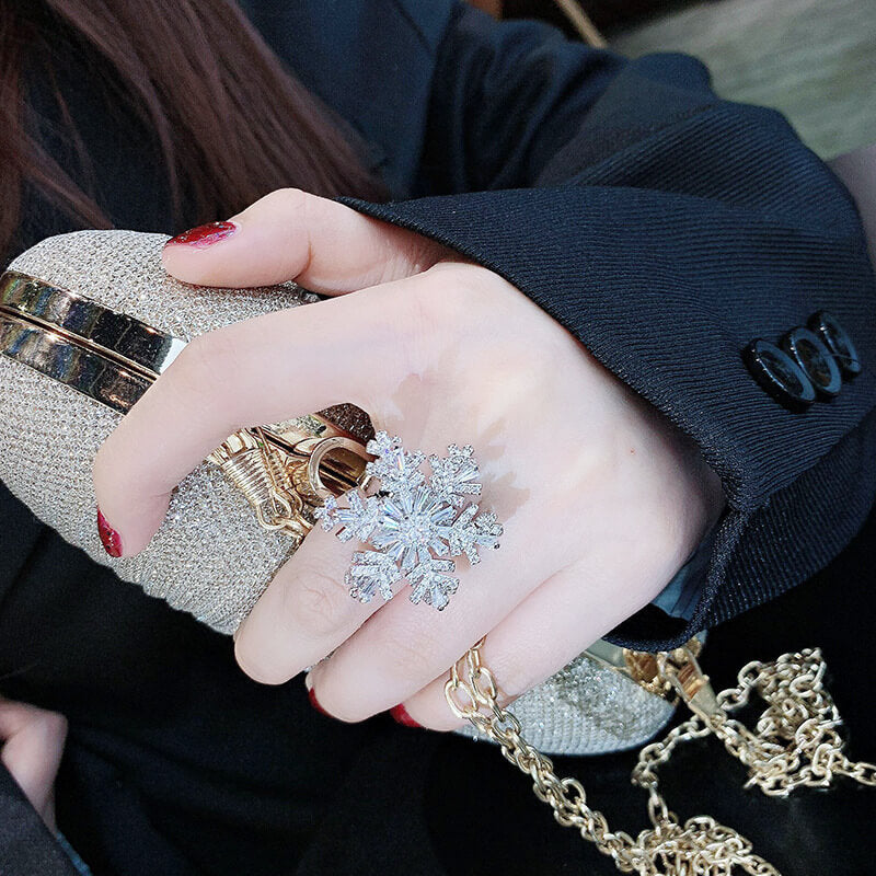 LUXYIN | Rotate Snowflake Dancing Open Ring, Anti-Anxiety Ring Spinner