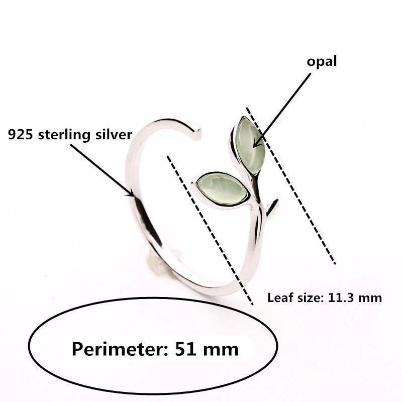 Green Opal Leaves Open Ring