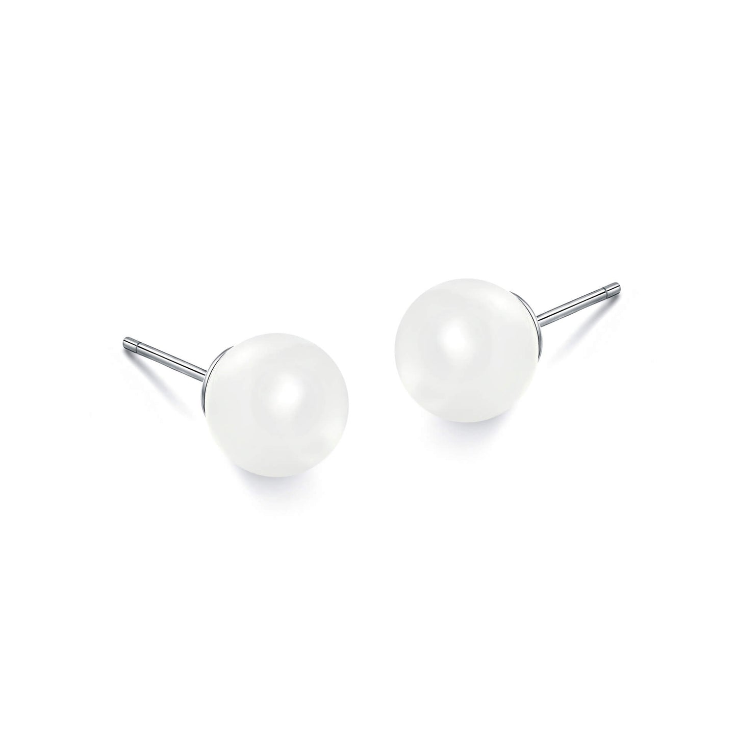 Natural White Jade Stud Earrings
