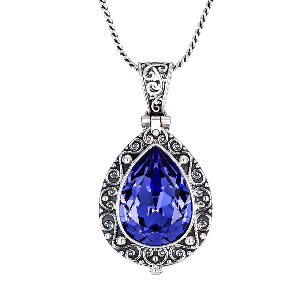 Purple Crystal Engraved Necklace