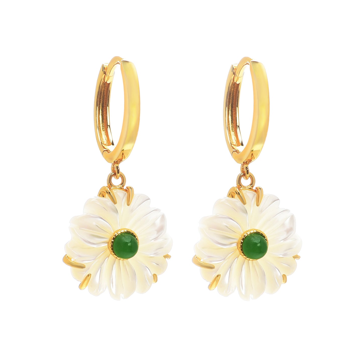 Natural Shellstone Daisy Drop Earrings