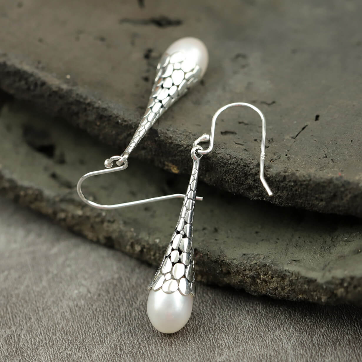 Vintage Pearl Long Drop Earrings