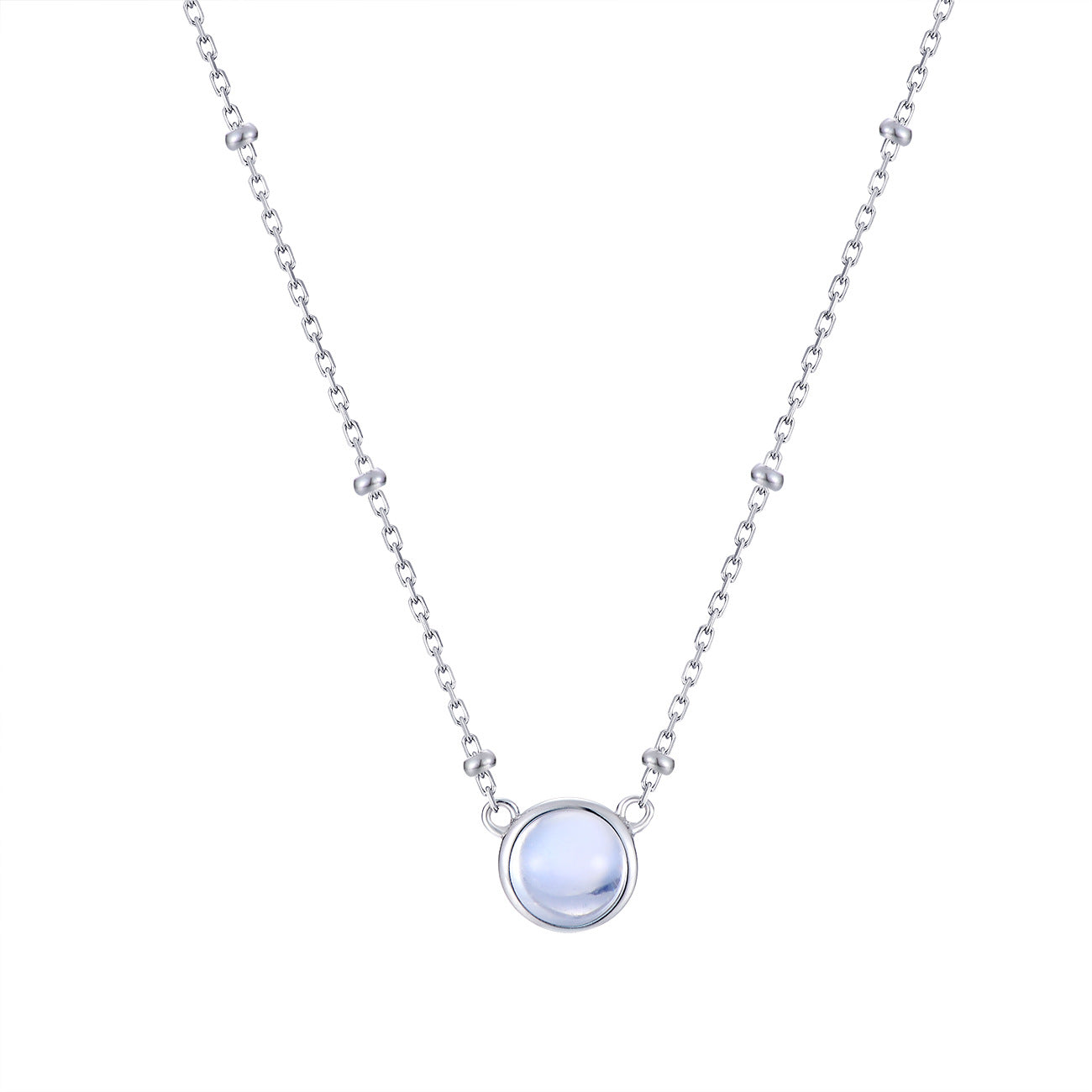 Natural Moonstone Silver Necklace, Healing Stone Pendant - LUXYIN