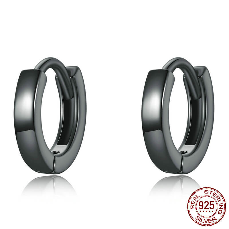 Black Gold Hoop Leverback Earrings